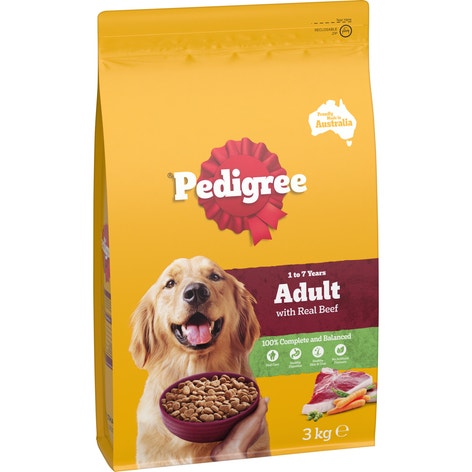 PEDIGREE® Adult Dry Dog Food With Real Beef 3kg Bag