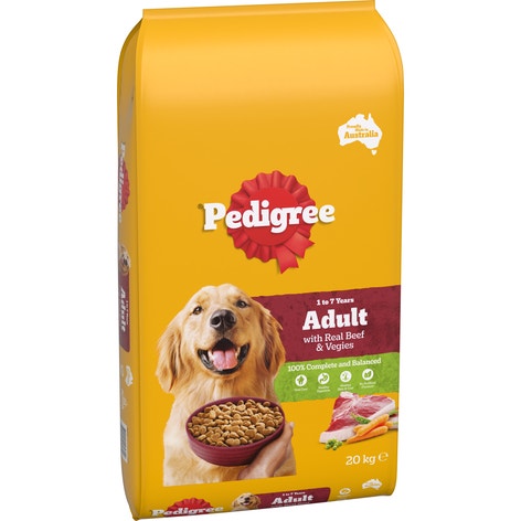 PEDIGREE® Adult Dry Dog Food With Real Beef & Vegies 20kg Bag