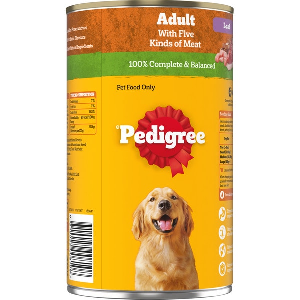 PEDIGREE Adult Wet Dog Food 5 Kinds Of Meat Loaf 1.2kg Can