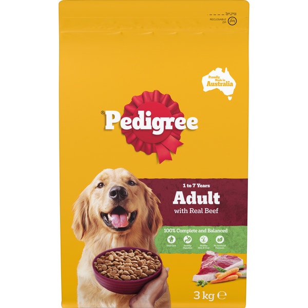 PEDIGREE® Adult Dry Dog Food With Real Beef 3kg Bag