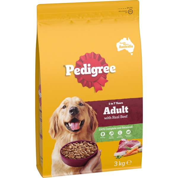 PEDIGREE® Adult Dry Dog Food With Real Beef 3kg Bag