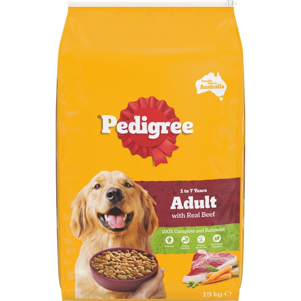 PEDIGREE® Adult Dry Dog Food With Real Beef 15kg Bag
