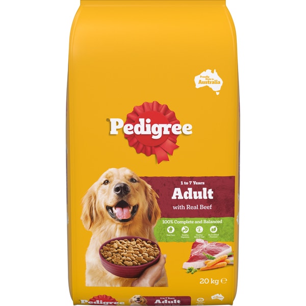 PEDIGREE® Adult Dry Dog Food With Real Beef 20kg Bag