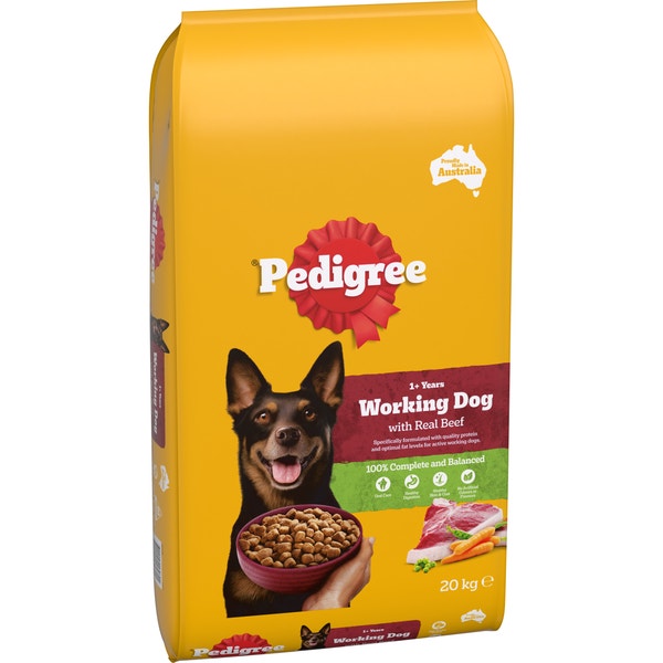 PEDIGREE® Working Dog Formula Dry Dog Food With Real Beef 20kg Bag