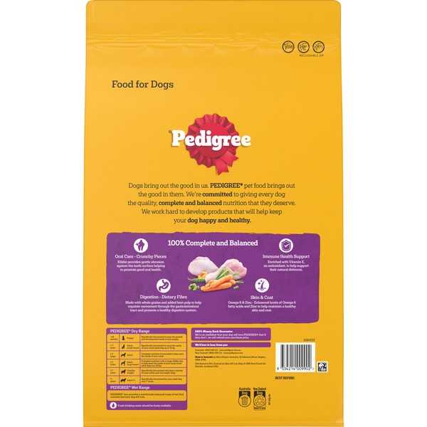 PEDIGREE® Adult Dry Dog Food With Real Chicken 3kg Bag
