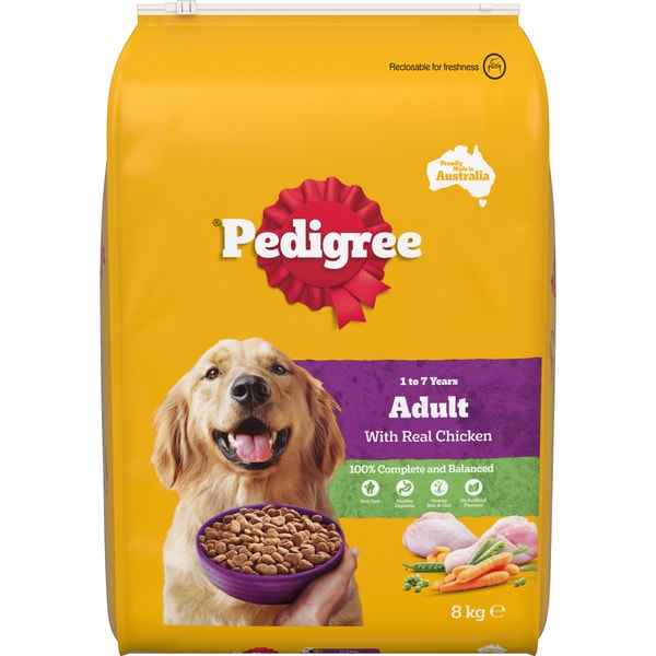 PEDIGREE® Adult Dry Dog Food With Real Chicken 8kg Bag