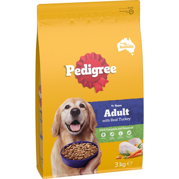 PEDIGREE® Senior 7+ Dry Dog Food With Real Turkey 3kg Bag