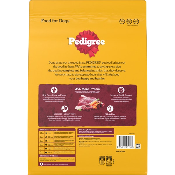 PEDIGREE® High Protein Adult Dry Dog Food Beef and Lamb Flavour Dog Kibble 2.5kg