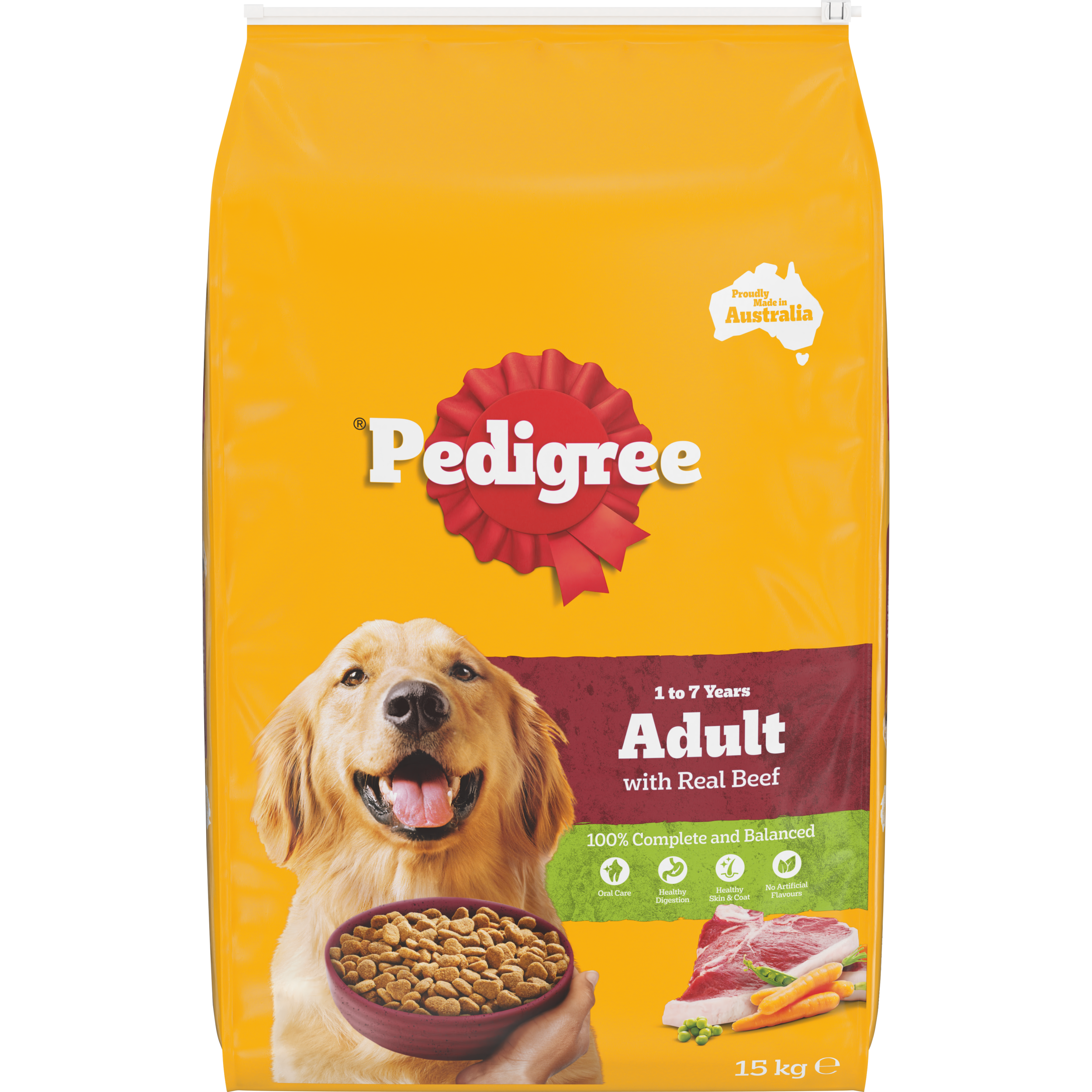 PEDIGREE Adult Dry Dog Food With Real Beef 15kg Bag
